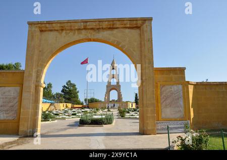 Turkish Memorial and War Cemetery near Anzac Cove, Gallipoli Peninsula, Canakkale Province, Turkey Stock Photo