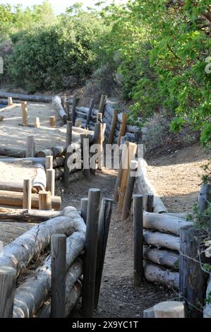 Trenches at Chunuk Bair near Anzac Cove, Gallipoli Peninsula, Canakkale Province, Turkey Stock Photo