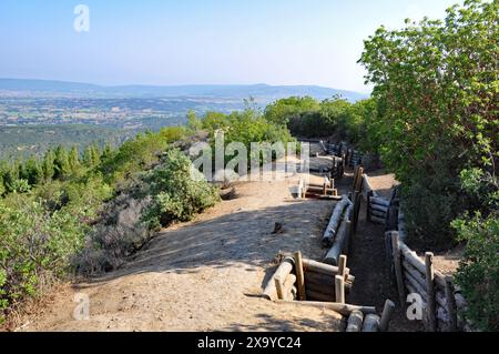 Trenches at Chunuk Bair near Anzac Cove, Gallipoli Peninsula, Canakkale Province, Turkey Stock Photo