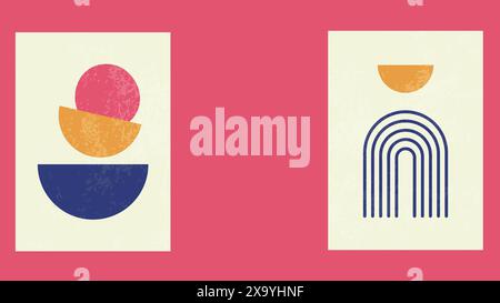 The minimal geometric shapes in various sizes and colors Stock Photo
