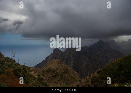 Dark clouds over the Anaga mountains in Tenerife Stock Photo