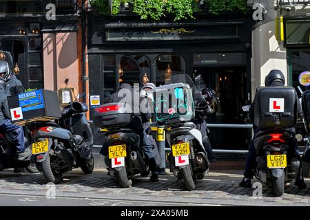 Motorcycles with red L plates, England, U.K Stock Photo