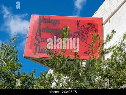 Texas, Brewster County, Alpine, antique shop sign Stock Photo