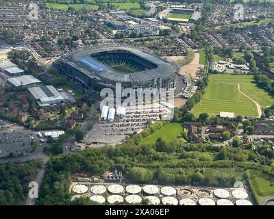 Over London, UK  - Twickenham, Middx, UK,  9th May, 2024 Aerial view over Twickenham Rugby Stadium, twickenham, Middlesex, UK Stock Photo