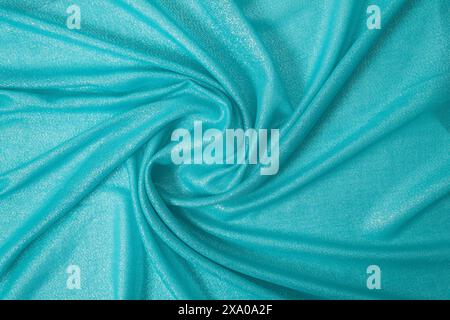 Draped teal lurex fabric texture Stock Photo