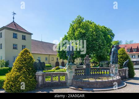 Heiligenberg: square Postplatz, Vorburg of Schloss Heiligenberg Castle in Bodensee, Lake Constance, Baden-Württemberg, Germany Stock Photo