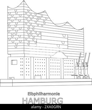 3D Silhouette of Elbphilharmonie Concert Hall at hamburg Stock Vector