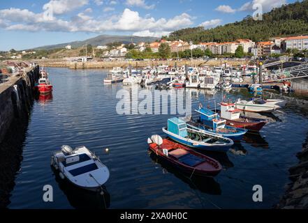 Spain, Galicia, Porto do Son, Harbour with moored Fishing Boats Stock Photo