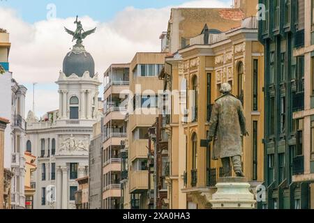 The view of Santiago Street from Zorrilla Square, Valladolid, Castilla y Leon, Spain Stock Photo