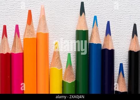 Set of colored pencils white background Stock Photo