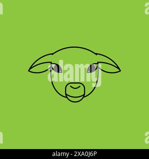 Sheep Head From Front. Iconic Style. Vector Stock Vector