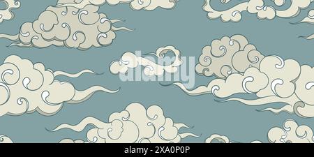 Traditional asian clouds seamless pattern Stock Vector