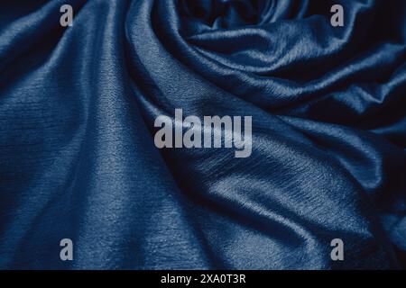 A blue silk fabric background Stock Photo