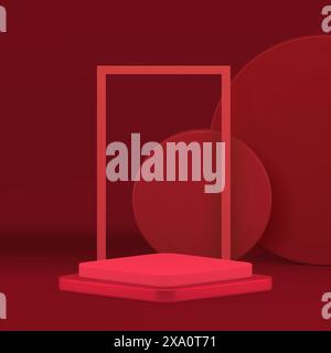 Red rhombus 3d podium showcase geometric scene product showcase studio ...