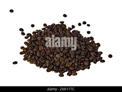 The coffee beans displayed on a plain white background. Stock Photo