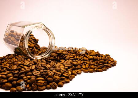 The coffee beans displayed on a plain white background. Stock Photo