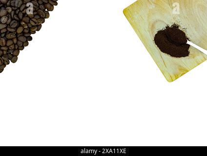 The coffee beans displayed on a plain white background. Stock Photo