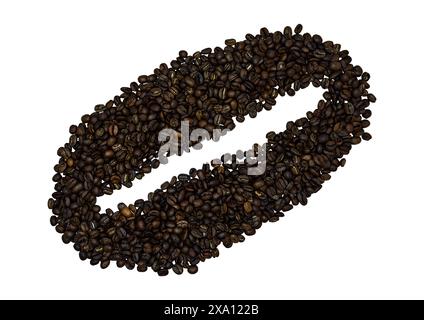 The coffee beans displayed on a plain white background. Stock Photo