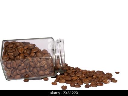 The coffee beans displayed on a plain white background. Stock Photo