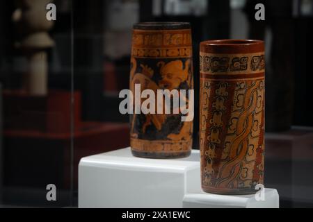 Two vases exhibited in a museum Stock Photo