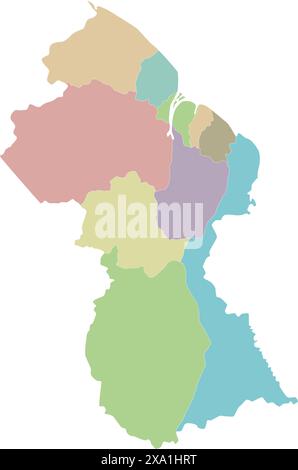 Vector blank map of Guyana with regions and administrative divisions. Editable and clearly labeled layers. Stock Vector