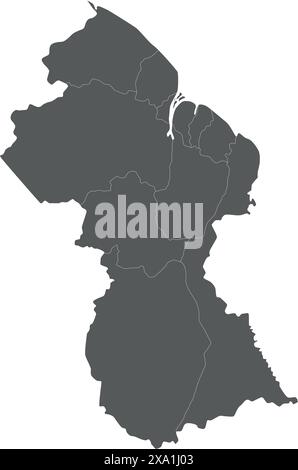 Vector blank map of Guyana with regions and administrative divisions. Editable and clearly labeled layers. Stock Vector