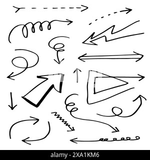 Vector set of hand-drawn arrows, elements for presentation Stock Vector