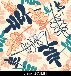 Tropical seamless leaves pattern.Fashion, interior, wrapping, packaging suitable.  Vector illustration. Stock Vector