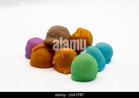 Fondant glazed bonbons filled with a mixture of wallnuts and sugar Stock Photo