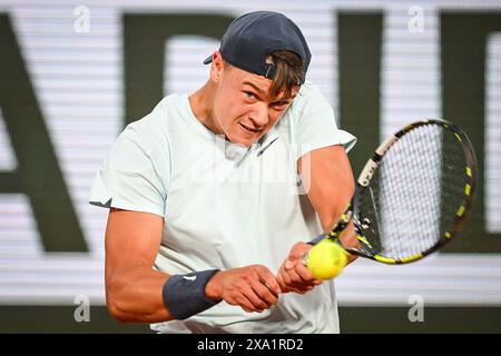 Holger RUNE of Denmark during the ninth day of Roland-Garros 2024, ATP and WTA Grand Slam tennis tournament on June 03, 2024 at Roland-Garros stadium in Paris, France Stock Photo