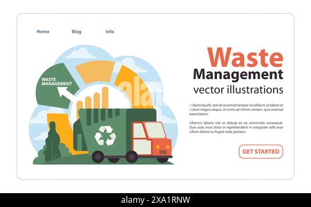 Green garbage truck parked beside a chart symbolizing waste management ... - Eco Conscious Apartment Trash Management