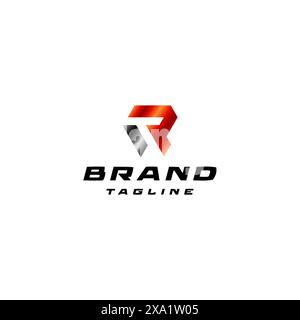 Simple Geometric Initial Letter TR. Letter T inside negative space of letter R. Stock Vector