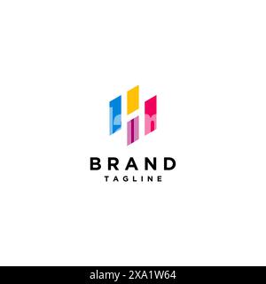 Four Geometric Shapes With The Letter H In The Negative Space Logo Design. Letter H Between The Four Geometric Shapes. Stock Vector