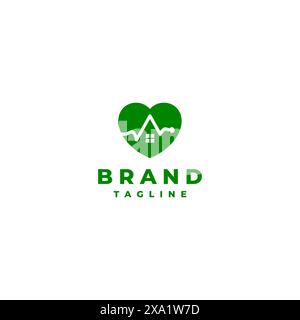 Heartbeat make Home Icon Logo Design. Heart Logo Design In Which There Is A House Icon Formed From The Heartbeat Line. Stock Vector