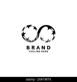 The Stars rotate to form the Infinity Symbol. Infinity Symbol With Stars Accent Logo Design. Stock Vector