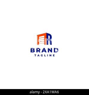 Simple Storage Door Beside Letter R Logo Design. Initial Letter R Next To Garage Door Icon Logo Design. Stock Vector