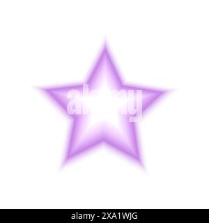 Star shape in holographic blurry style. Trendy y2k sticker with gradient aura effect in purple pastel color isolated on white background. Vector illustration. Stock Vector