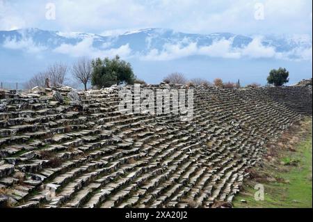 An ancient amphitheater in Aphrodisias city Stock Photo