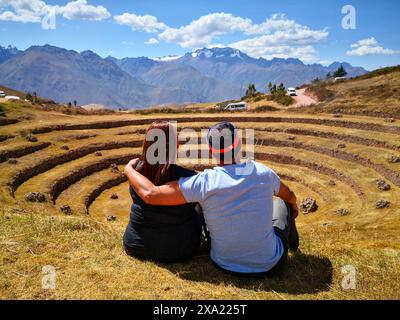 A Beautiful couple in Moray, Peru Stock Photo