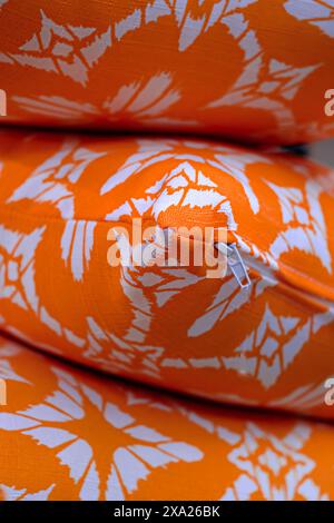 Close-up shot of three stacked pillows Stock Photo