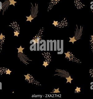 Seamless pattern with gold stars. Vector. Stock Vector