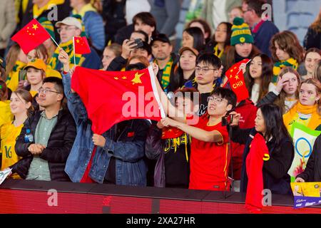 Sydney, Australia. 03rd June, 2024. China fans show their support after the international friendly match between Australia and China PR at Accor Stadium on June 3, 2024 in Sydney, Australia Credit: IOIO IMAGES/Alamy Live News Stock Photo