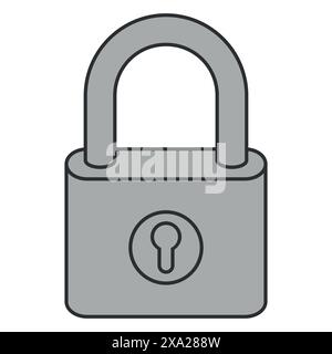 Vector design of metal padlock for personal security, padlock for locksmith Stock Vector