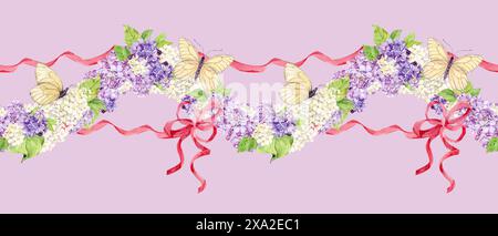 Pink, lavender, and purple butterflies in a watercolor clipart ...