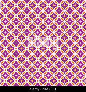 Floor tile pattern in purple tones, flower seamless pattern. tile vector Stock Vector