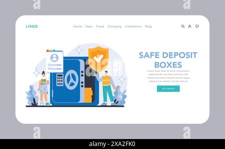 Safe deposit boxes for bank clients blank brochure layout design Stock ...