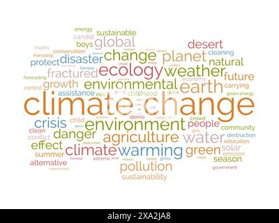 Climate change word cloud template. Nature concept vector tagcloud background. Stock Vector