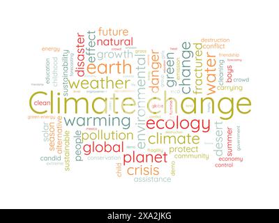 Climate change word cloud template. Nature concept vector tagcloud background. Stock Vector