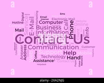 Contact us word cloud template. Communication connection concept vector tagcloud background. Stock Vector