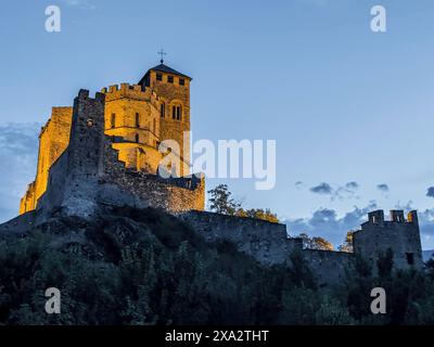 Evening atmosphere, Chateau de Valere, Sion, Switzerland Stock Photo